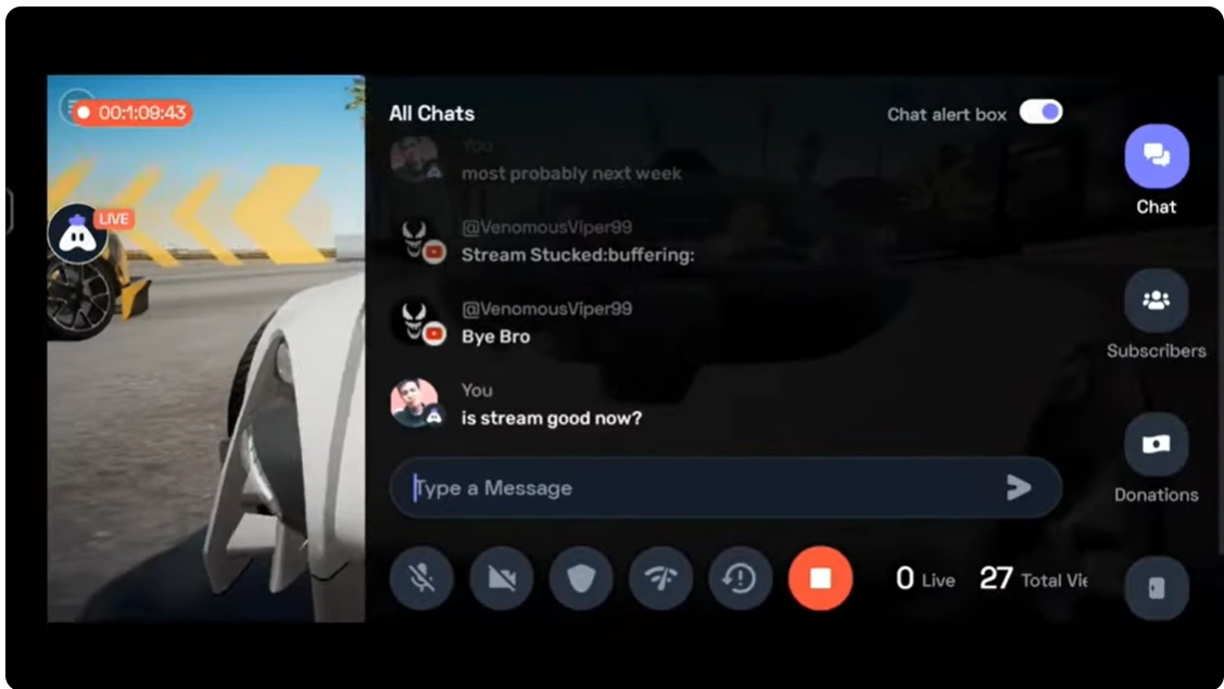 Chatbox in drive zone online