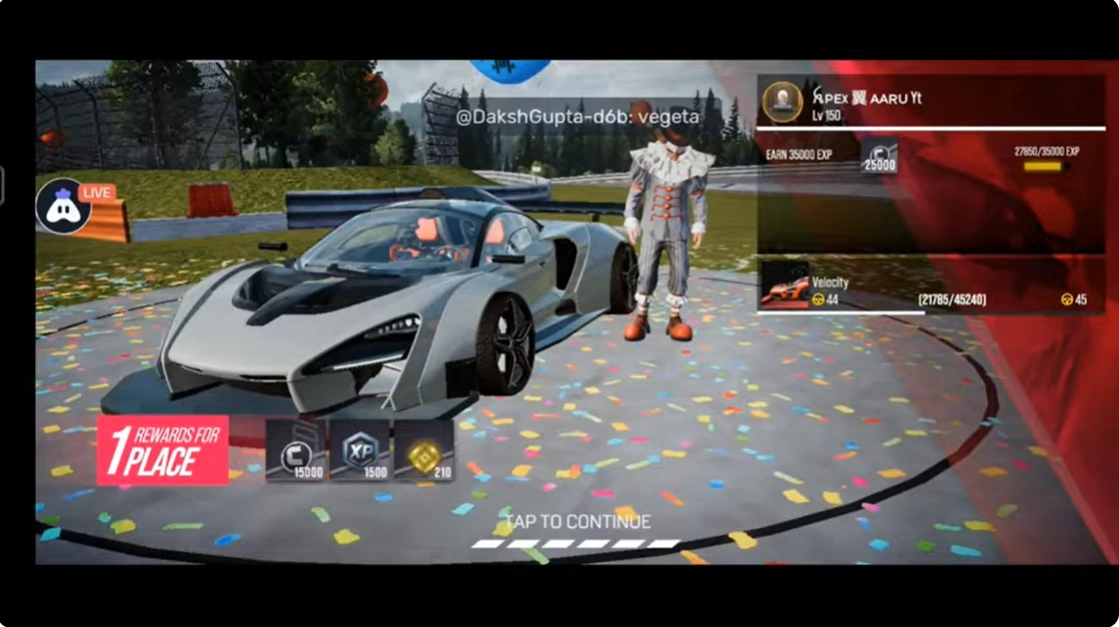 Winnig movement in racing game