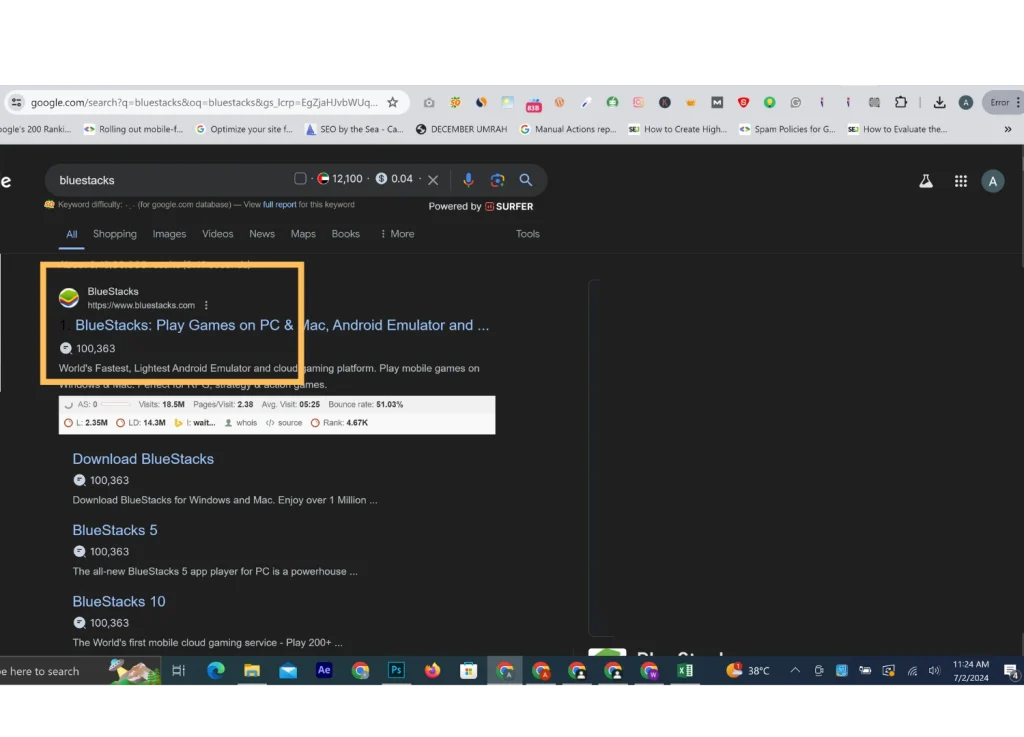 search “BlueStack” emulator